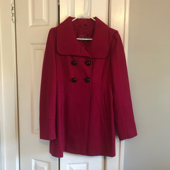 Guess Jackets & Blazers - Magenta Wool Guess Coat